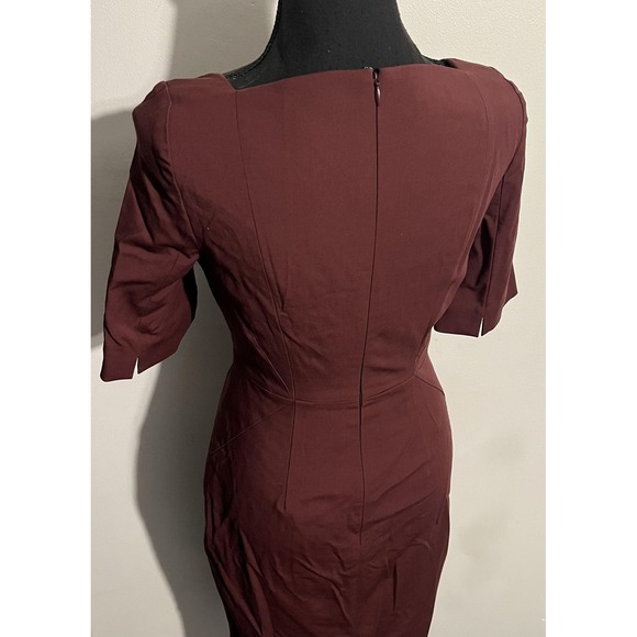 Brooks Brothers Dress Womens 2 Burgundy Wool‎ Blend Sheath Square Neck Office - Picture 7 of 16